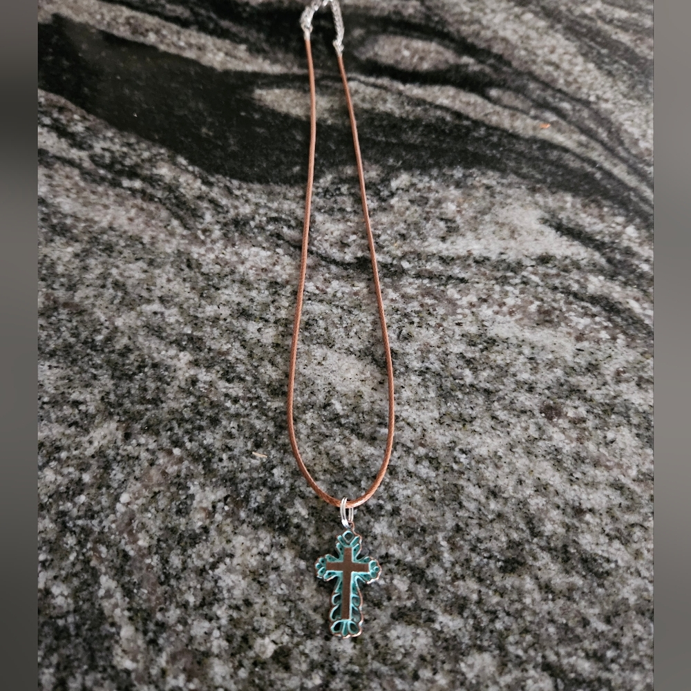 Elegant Turquoise Cross Necklace
